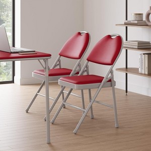 Metal Foldable Chair with and Non-Slip Feet Pads, Pu Party Chairs for Indoors and Outdoors, Room, Dining Room, in 1 Box - 1 of 4