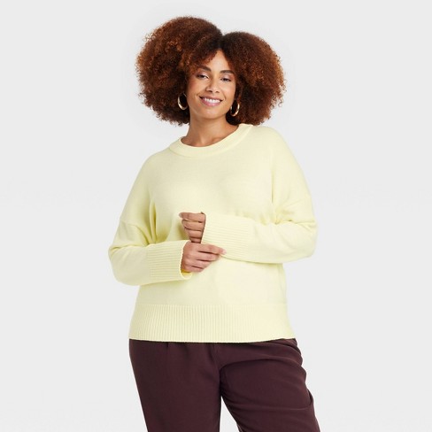 Women's Crewneck Spring Pullover Sweater - A New Day™ Yellow XL