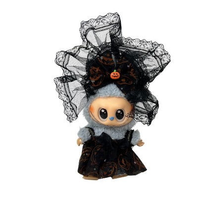 Lacey Black Pumpkin Print Halloween Outfit for Labubu Dolls