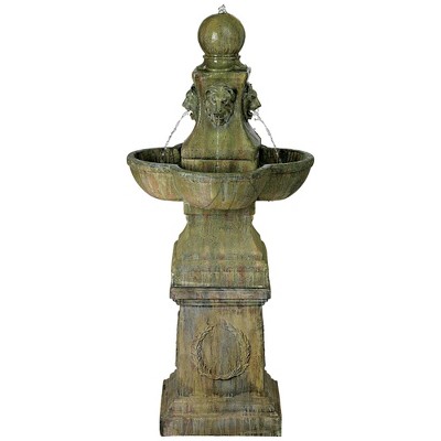 Tuscan Garden Pedestal Rustic Faux Stone Outdoor Water Fountain 54"