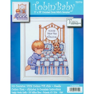 Tobin Counted Cross Stitch Kit 11"X14"-Bedtime Prayer Birth Record (14 Count)
