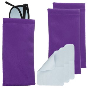 Unique Bargains Velvet Soft Squeeze Top Eyewear Bags with Cleaning Cloth 7.1" x 3.5" 3 Pcs - 1 of 4