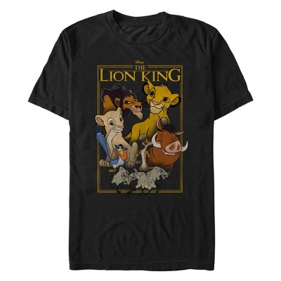 Men's Lion King Retro Poster Logo  T-Shirt - Black - Large Tall