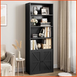 71'' Tall Farmhouse Bookcases 6 Tier Bookshelf with Drawer, Tall Narrow Bookcase with Shelves, Bookshelves Storage Organizer - 1 of 4