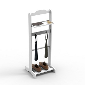 AZL1 Life Concept Garment Rack Accent Portable Valet Stand with Storage Organizer for Bedroom Entryway Small Spaces, White, 45.7"*9.5"*5.12" - 1 of 4
