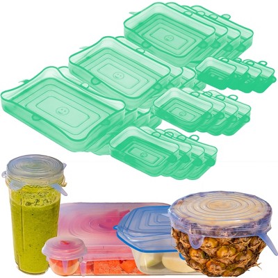 5 Star Super Deals Silicone Stretch Food Lids 6 Rectangular Pack - Reusable Leak Proof Containers Covers for Food Storage & Containers