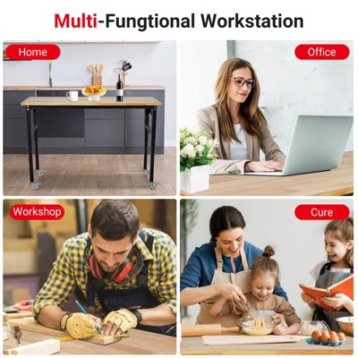 Workbench, Adjustable Workbench with Scale, Pegboard and 6 Hooks, 2200LBS Load Capacity Worktable for Garage, Office, Home