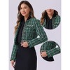 INSPIRE CHIC Women's Double Breasted Open Front Elegant Plaid Tweed Crop Blazer - 2 of 4