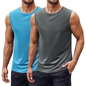 COOFANDY Mens 2 Pack Workout Tank Top UPF 50+ Quick Dry Sleeveless Swim Shirt Gym Muscle Athletic Summer Beach T Shirts - 1 of 4
