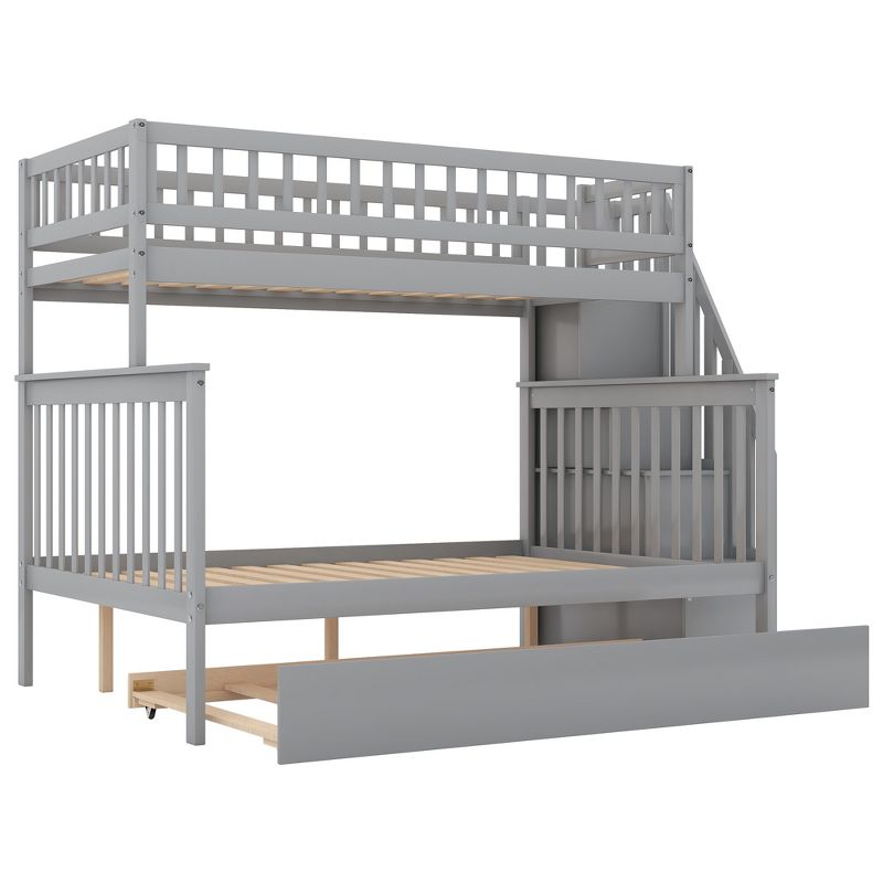 Twin over Full Bunk Bed with Trundle Bed and Staircase-ModernLuxe, 5 of 12