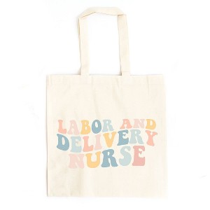 City Creek Prints Labor And Delivery Nurse Wavy Pastel Colorful Canvas Tote Bag - 15x16 - Natural - 1 of 2
