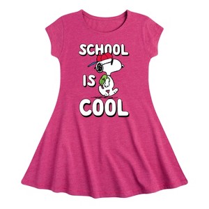 Girls' - Peanuts - School Is Cool Fit & Flair Cap Sleeve Dress - 1 of 2