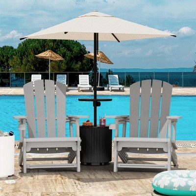 Maggift Patio Accent Chairs Set of 2, Plastic Adirondack Chairs with Cup Holders, Lawn Chairs for Patio, Garden, Poolside, Gray, 31.4"*29.6"*36.4"