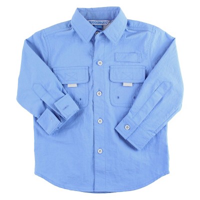 RuggedButts Infant Cornflower Blue Sun Protective Button Down Shirt - Blue, 6-12 Months
