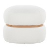 Cinch Contemporary Pouf Ottoman in Cream Fabric and Natural Wood by LumiSource - 4 of 4