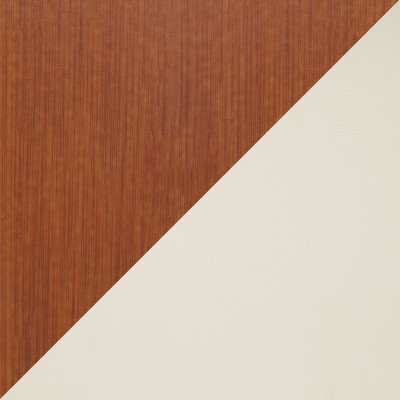 Mid-Century Modern Cream Swivel Counter Stool with Walnut Wood Frame