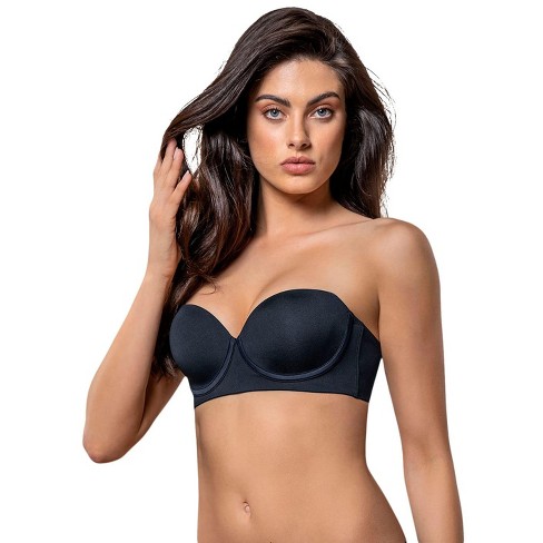 Leonisa Laced Balconette Push-Up Bra with Wide Underbust Band - Black 34B