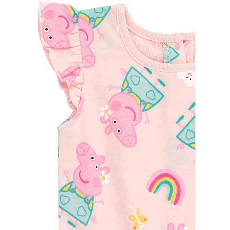 Peppa Pig Girls French Terry Sleeveless Romper Toddler to Little Kid, 3 of 6