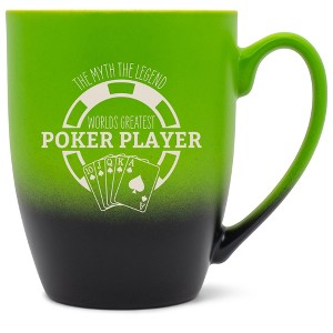 100 North Playing Card 10 Ounce Green and Black Two Toned Ombre, Comfortably Fits Your Hands, Ceramic Tea Coffee Cup Mug, The Myth The Legend World's - 1 of 1