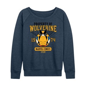 Women's - Marvel - Property of Wolverine Lightweight French Terry Wide Neck Long Sleeve Shirt - 1 of 4