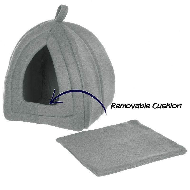 Cat House - Indoor Bed with Removable Foam Cushion - Pet Tent for Puppies, Rabbits, Guinea Pigs, Hedgehogs, and Other Small Animals by PETMAKER (Gray), 2 of 9