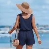 Women's Chic Navy Textured Romper for Beach Getaways - Cupshe - 4 of 4