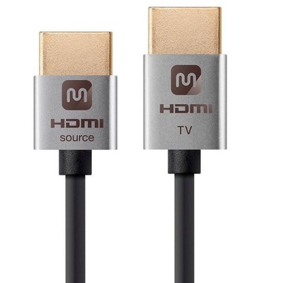 Monoprice High Speed HDMI Cable - 3 Feet - Silver, Active, 4K @ 60Hz, 18Gbps, 36AWG, YUV, 4:2:0 - Ultra Slim Series