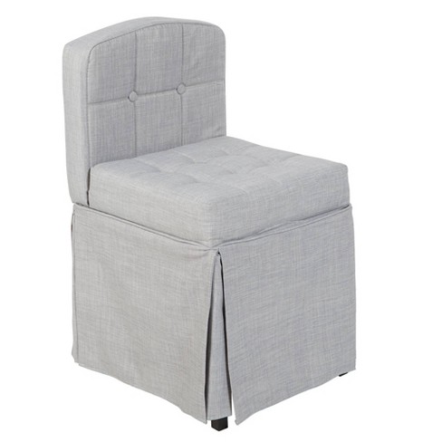 Skirted Tufted Vanity Seat Gray, Skirted Vanity Chair