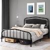 Metal Bed Frame with Wooden Headboard Wrought Iron Metal Platform Bed Frame No-Squeak Under Bed Storage No Box Spring Required Easy Assembly for Bedr - 2 of 4