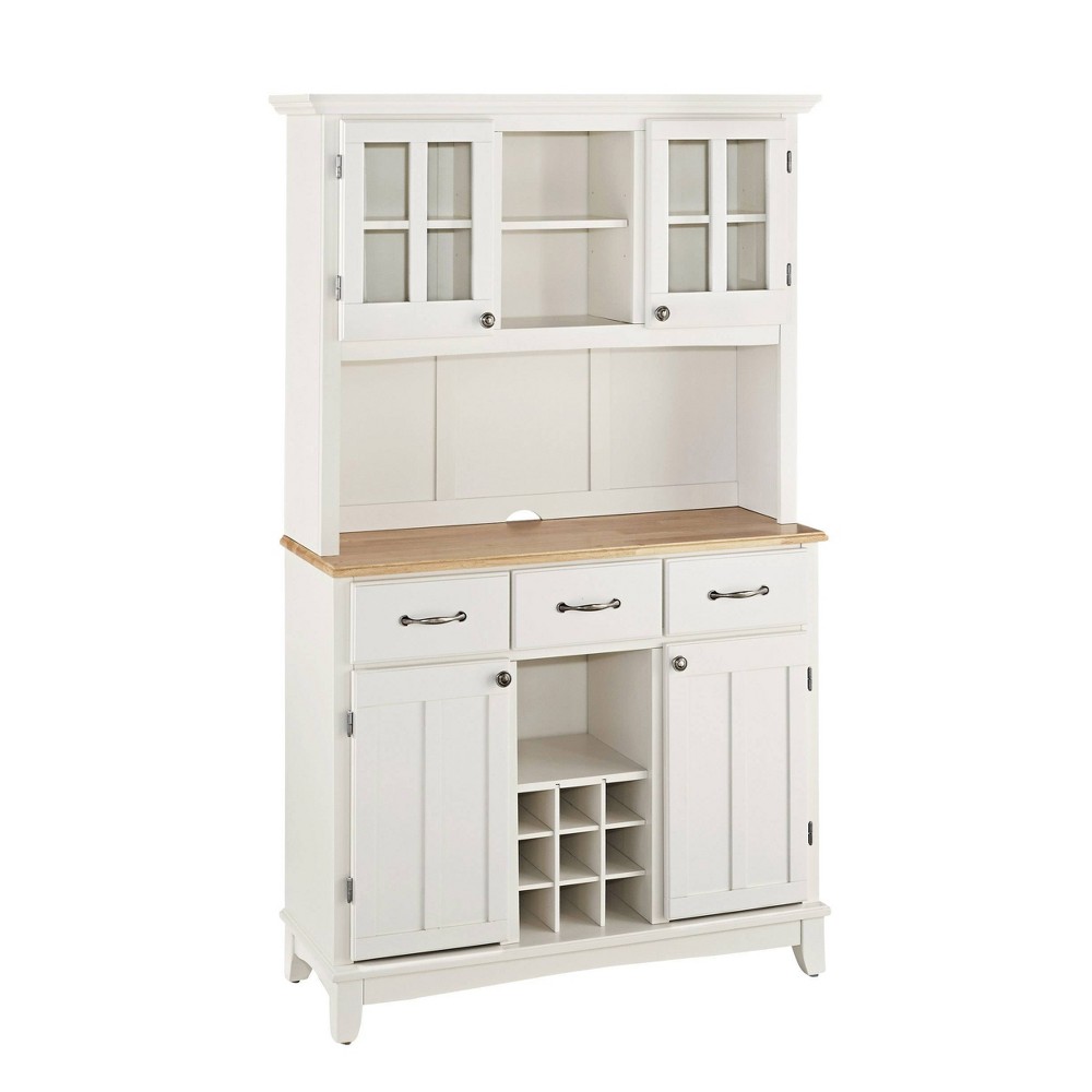 Photos - Display Cabinet / Bookcase Sideboard Buffet Servers with Wood Top and Hutch White - Home Styles