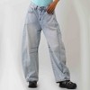 Women's Distressed Barrel-Leg Jeans - Baggy Slouchy Fit with 4-Pockets Denim Pants Cherie Code - 3 of 4