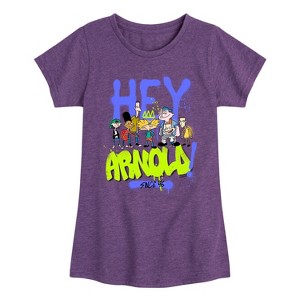 Girls' - Hey Arnold! - Arnold and Gerald Skateboard Fitted Short Sleeve Graphic T-Shirt - 1 of 3