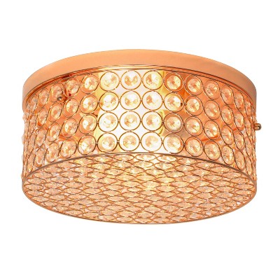 Elipse 12" Rose Gold Crystal Flush Mount Ceiling Light