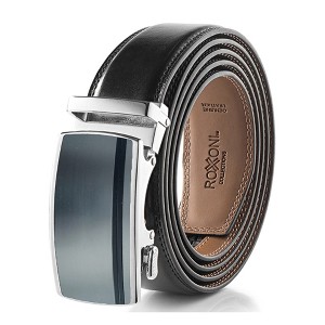 Roxoni Men's Genuine Leather Ratchet Dress Belt with Automatic Double Gloss Buckle, Enclosed in an Elegant Gift Box - 1 of 4