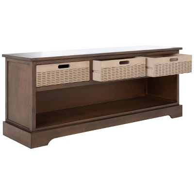 Classic Farmhouse 3-Drawer Warm Brown Storage Bench