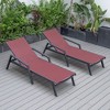 LeisureMod Marlin Patio Chaise Lounge Chair With Armrests in Black Aluminum Frame Set of 2 - 2 of 4