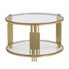 PAGED Round Wooden Coffee Table, Retro Side Table with Storage and Sliding Door, Center Table for Living Room, Bedroom - 4 of 4