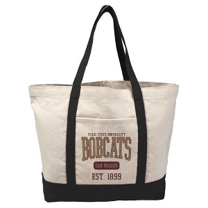 Texas State University Bobcats Established Date Canvas Tote Bag With External Pocket, Reusable Shoulder Bag for Shopping, School, Beach - 1 of 4