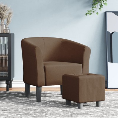 VidaXL Tub Chair with Footstool Brown Fabric