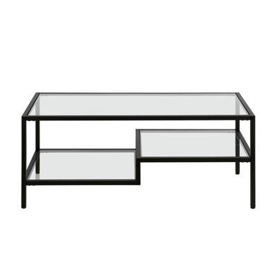 Blackened Bronze and Glass Two-Tier Coffee Table