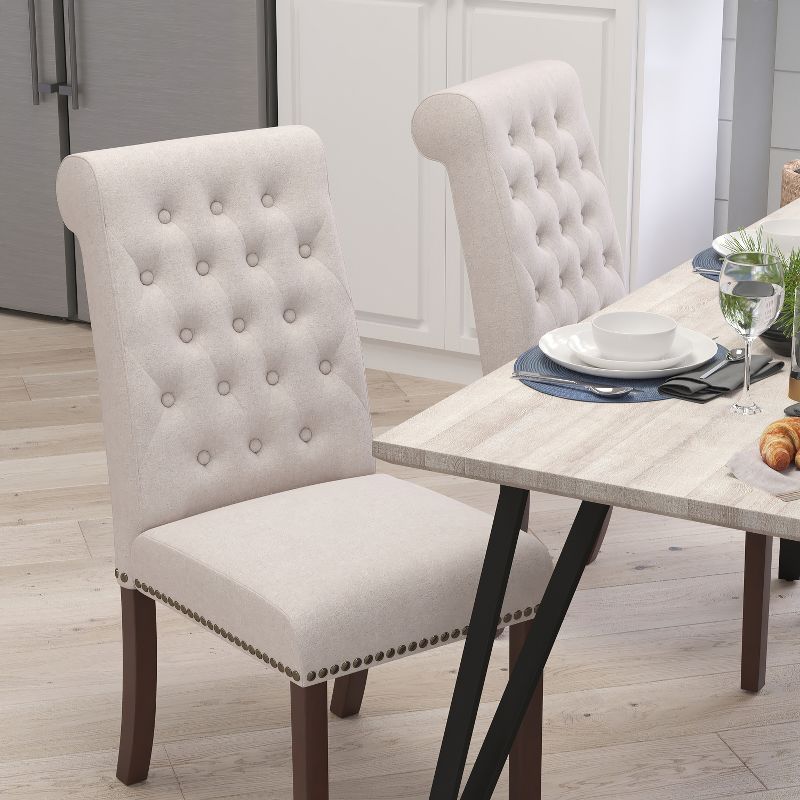 Merrick Lane Upholstered Parsons Chair with Nailhead Trim - Set of 4, 6 of 14