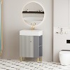FAMYYT 21.6 in. Single Sink Freestanding Gray Bath Vanity with White Ceramic Top, Strong Load-bearing Base, Right Side - 3 of 4