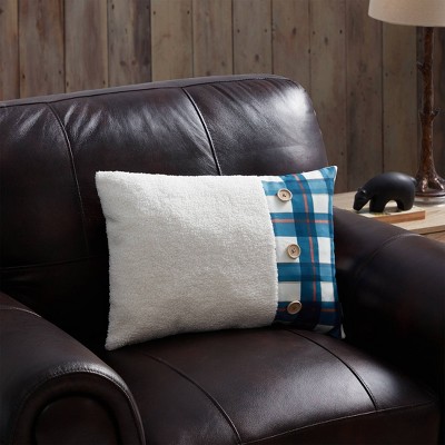 14"x20" Oversize Glenn Teddy and Plaid Twill Lumbar Throw Pillow - Bearpaw