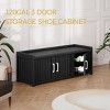 Syemin Shoe Racks Shoe Storage Cabinet Waterproof UV-Resistant Entryway Storage Bench Indoor Outdoor Shoe Organizer, Black, 46.85"*17.32"*17.91" - 4 of 4