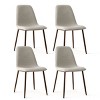 5 Pcs Dining Set for 4 Round Dining Table with Crossed Metal Legs and Oak Grain Upholstered Chairs for Kitchen and Dining Room - Tanpinhause - 4 of 4