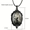 Gothic Bat Glass Pendant Necklace With Rope Chain For Punk Witch Victorian Jewelry Accessories - 3 of 4