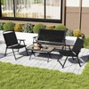 Tangkula 4 Piece Outdoor Conversation Set Metal Frame Outdoor Bistro Set w/ 2 Chairs Black - 3 of 4