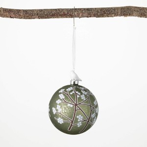 5"H Sullivans Green Blossom Ball Ornament  Multicolored Christmas Ornaments - 1 of 2
