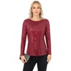 Anna-Kaci Women's Long Sleeve Sequin Top with Crew Neck and Fitted Silhouette - 3 of 4