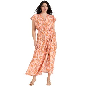 June + Vie by Roaman's Women's Plus Size Faux-Wrap Maxi Dress - 1 of 4